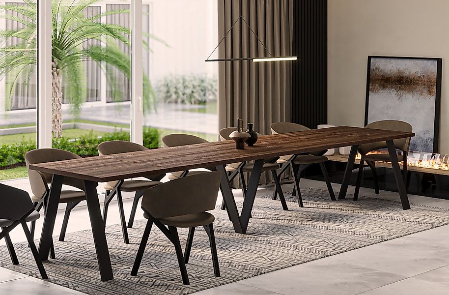 Endo-Moebel Esstisch Lungo XXL 130-405 cm, Metallgestell, ausziehbar, erwei günstig online kaufen