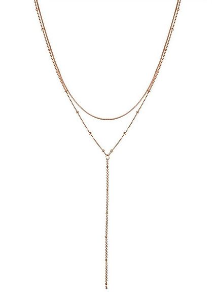 Hey Happiness Y-Kette Layer Damen Edelstahl 18K Roségold vergoldet, Erbsket günstig online kaufen