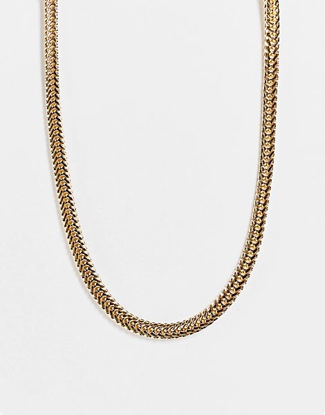 DesignB London – Breite, flache Halskette in Gold-Goldfarben günstig online kaufen
