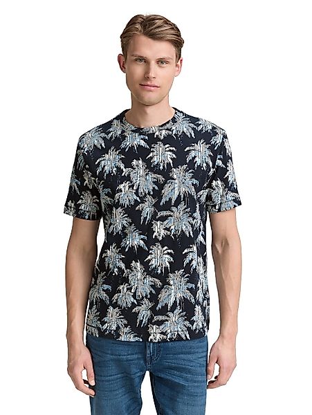 TOM TAILOR T-Shirt, mit All-Over Palmen Print günstig online kaufen
