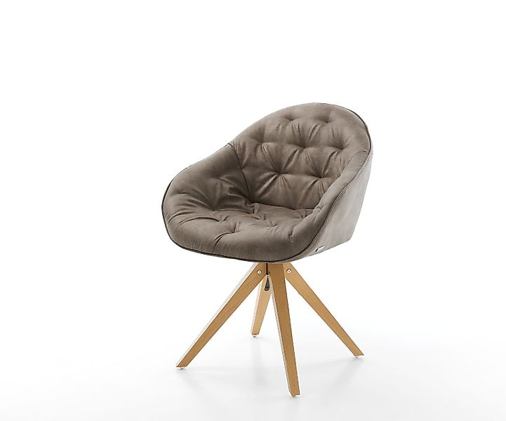 Esszimmerstuhl Gaio-Flex Mikrofaser Taupe Vintage Holzgestell kantig Natur günstig online kaufen