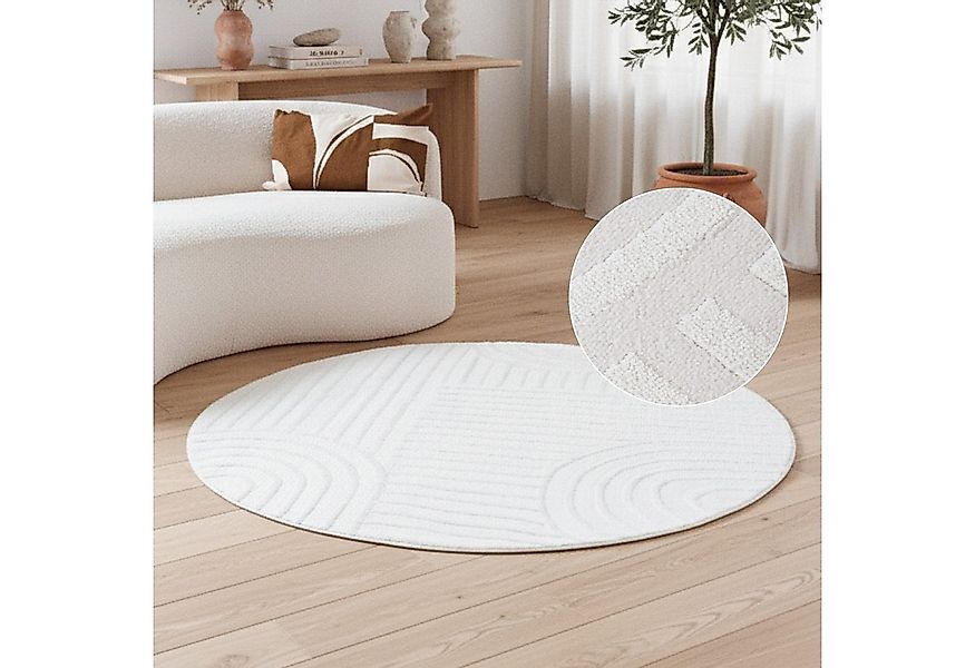 Tapiso Teppich HYGGE, rund, Höhe: 9 mm, Wohnzimmer, Schlafzimmer, pflegelei günstig online kaufen