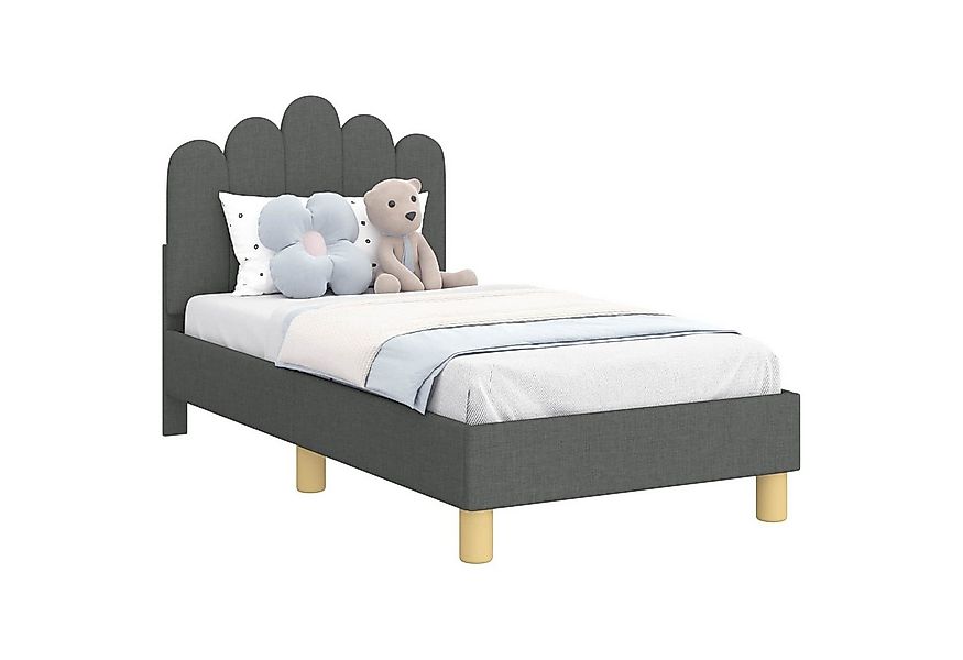 vidaXL Bett Kinderbettgestell mit Kopfteil Dunkelgrau 70 x 140 cm Stoff (1- günstig online kaufen