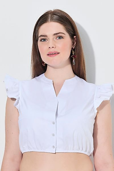 Ulla Popken Longbluse Dirndlbluse Ärmelrüsche Stehkragen günstig online kaufen
