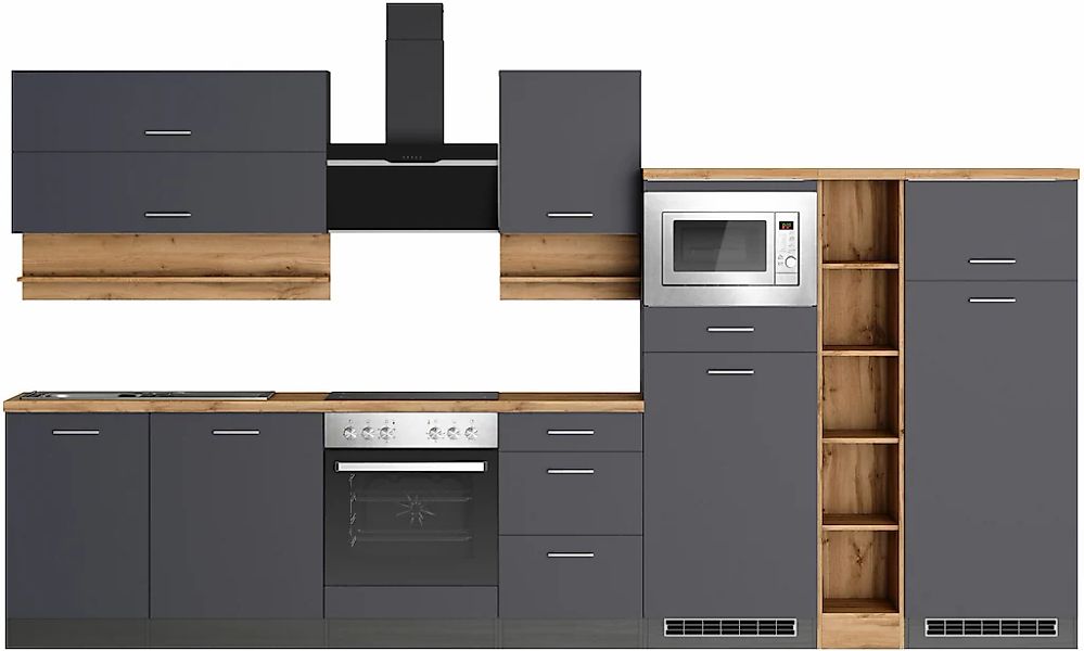KOCHSTATION Küchenzeile "KS-Milan", 370 cm breit, robuste Metallauszüge, vi günstig online kaufen