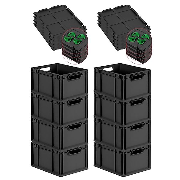 PROREGAL SuperSparSet 8x Eurobox Nextgen Grip Mit Scharnierdeckel Und Grüne günstig online kaufen