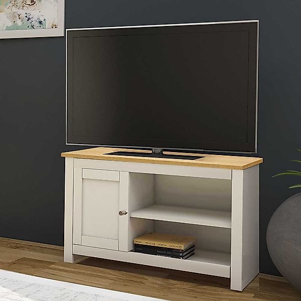 TV Lowboard Fernsehtisch im Skandi Design mit zwei offenen Fächern günstig online kaufen