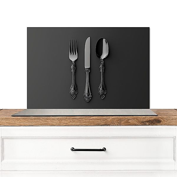 MuchoWow Küchenrückwand Besteck - Schwarz, (1-tlg), günstig online kaufen