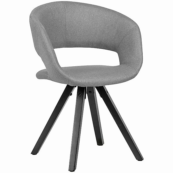 Esszimmerstuhl Hellgrau Stoff mit schwarzen Beinen Retro Stuhl | Küchenstuh günstig online kaufen