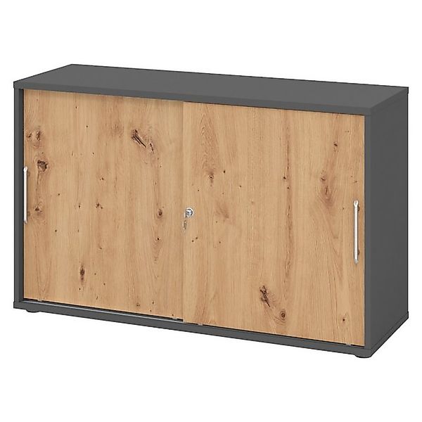 bümö Aktenschrank office Schiebetürenschrank Dekor: Graphit/Asteiche - Grif günstig online kaufen