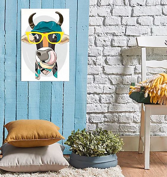 queence Metallbild »Gelja« Kuh   Kuhbilder   Tiere 1 Stk. tlg. Stahlschilde günstig online kaufen