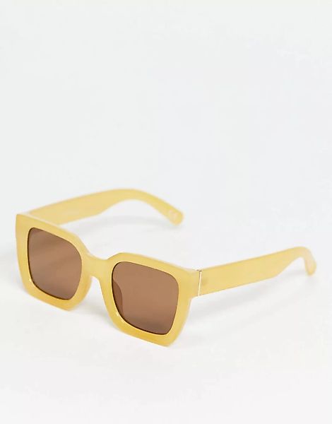 Jeepers Peepers – Eckige Oversized-Sonnenbrille für Damen in Gelb günstig online kaufen