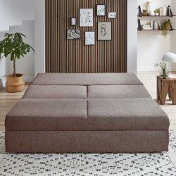 2er Schlafsofa in Taupe Webstoff Bezug günstig online kaufen