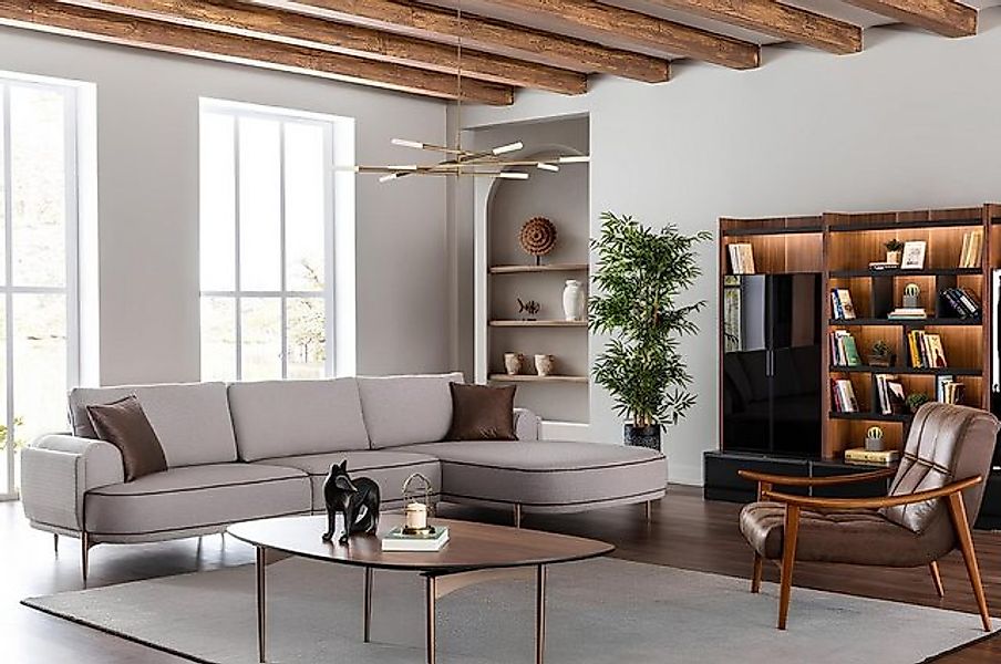 JVmoebel Ecksofa Stoffsofa Ecksofa L Form Sofa Stoff Sofas Grau Modern Wohn günstig online kaufen