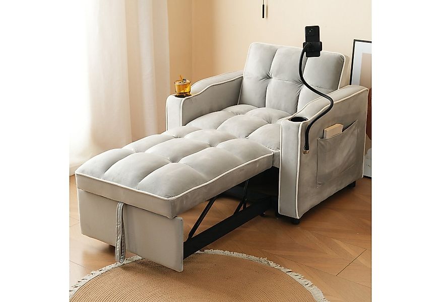 Merax Schlafsofa mit 3-in-1 Bettfunktion, Loungesessel mit Getränke- & Hand günstig online kaufen