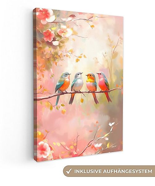 OneMillionCanvasses® Leinwandbild Vögel - Bunt - Zweig, Fotodruck (1 St), L günstig online kaufen
