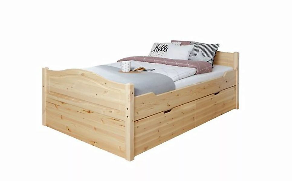 Ticaa Bettgestell Einzelbett "Leni" 120x200 Kiefer Natur (Bett mit Zubehör günstig online kaufen