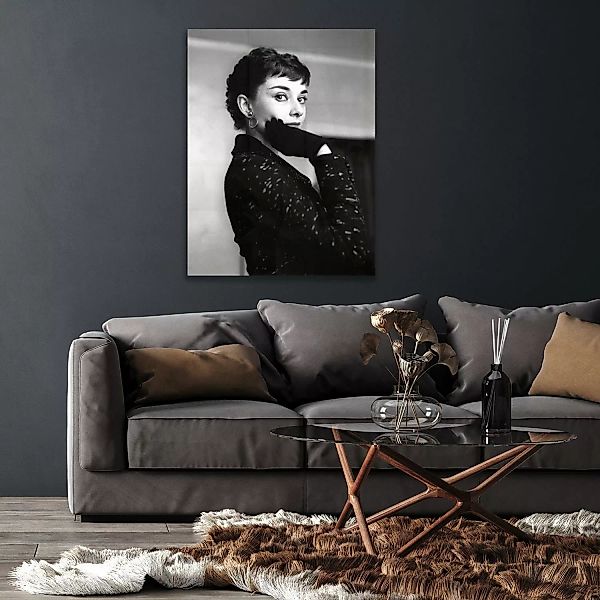 queence Acrylglasbild "Audrey Hepburn", Schwarz-Weiß-Frau-Stars-Portrait, F günstig online kaufen