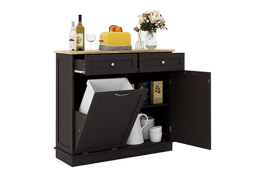 KOMFOTTEU Sideboard Küchenschrank, mit großer Arbeitsplatte & 2 Schubladen günstig online kaufen