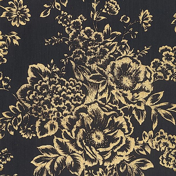 PROFHOME 306577-GU Blumen Tapete Floral dezent schimmernd Gold Schwarz 0,53 günstig online kaufen