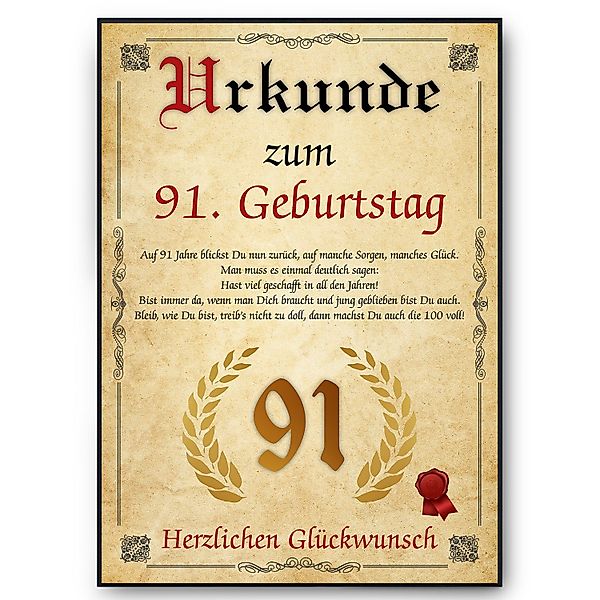 Tigerlino Poster Urkunde zum Geburtstag Mann günstig online kaufen