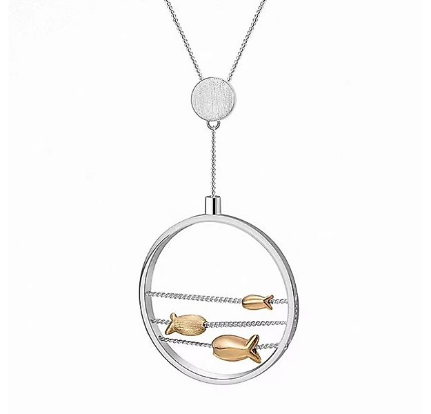 Runde Perlé Silberkette Kette mit Anhänger Fisch "Gegen den Strom", handgef günstig online kaufen