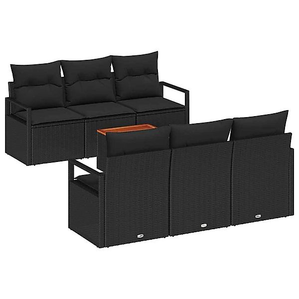 vidaXL Garten-Sofa-Set mit Kissen 7-Tlg Schwarz Poly Rattan 3347653 günstig online kaufen