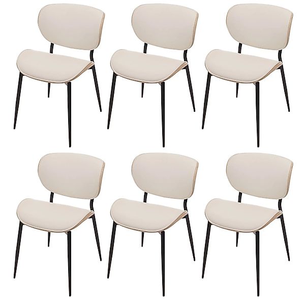 MCW Esszimmerstuhl O45 6er-Set Natur Weiß günstig online kaufen
