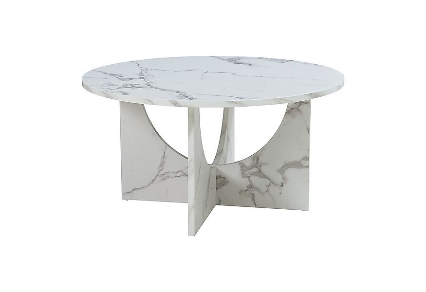 en.casa Couchtisch, »Rindal« rund 80 x 42 cm Marmoroptik, weiß günstig online kaufen