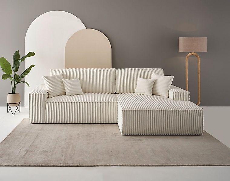 andas Ecksofa »FINNLEY Schlafsofa 267 cm, L-Form mit Schlaffunktion & Bettk günstig online kaufen