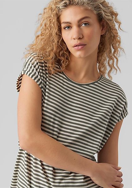 Vero Moda Rundhalsshirt VMAVA PLAIN SS TOP STRIPE GA JRS NOOS Materialmix, günstig online kaufen