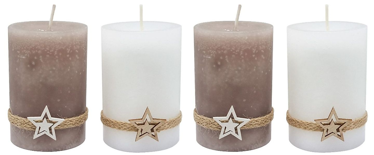 ZauberDeko Adventskerze Adventskerzen Stumpenkerzen Holz Stern günstig online kaufen