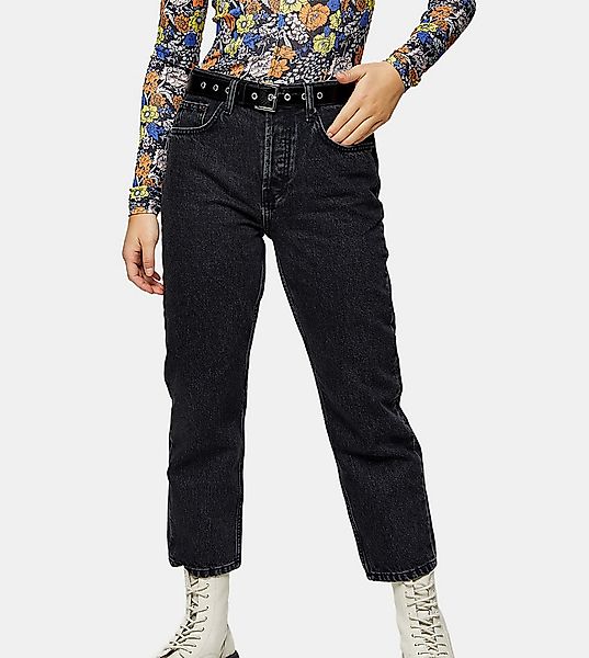 Topshop Petite – Editor – Jeans in ausgewaschenem Schwarz günstig online kaufen