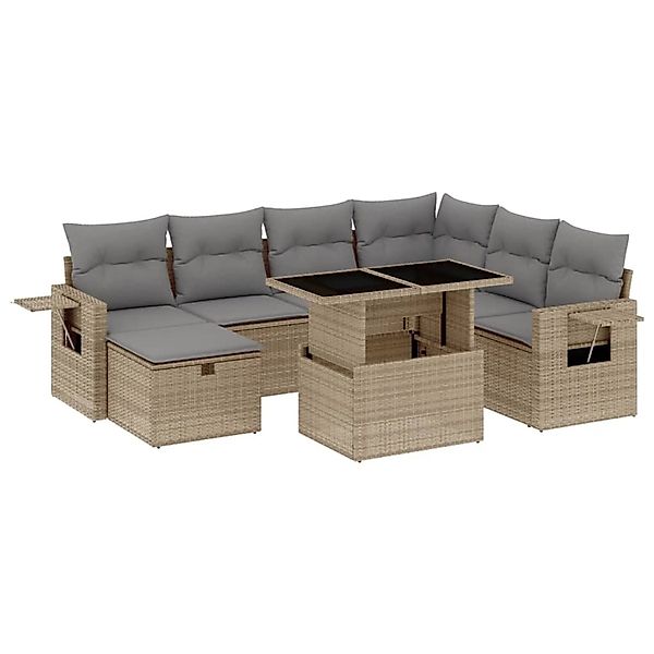 vidaXL 8-Tlg Garten-Sofagarnitur mit Kissen Beige Poly Rattan 3274999 günstig online kaufen