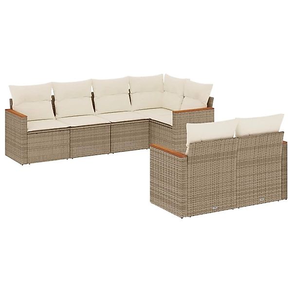 vidaXL 7-tlg Garten-Sofagarnitur mit Kissen Beige Poly Rattan Modell 287 günstig online kaufen