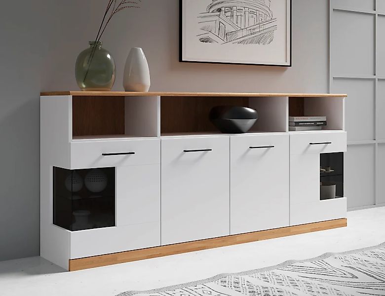Home affaire Sideboard "Ribe,180cm breit,Oberplatte aus Massivholz, 9 Fäche günstig online kaufen