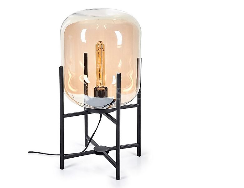 hofstein Tischleuchte Tischlampe aus Metall/Glas in Schwarz/Bernsteinfarben günstig online kaufen