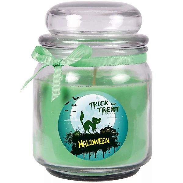 HS Candle Duftkerze & Glas Halloween Grün Bonbon 70h günstig online kaufen