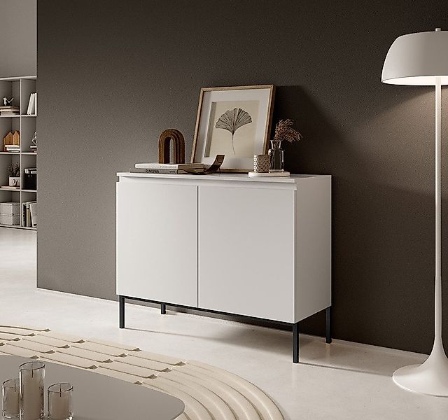 Selsey Sideboard BEMMI, 2-türig mit 4 Fächern, Metallgestell in Schwarz günstig online kaufen