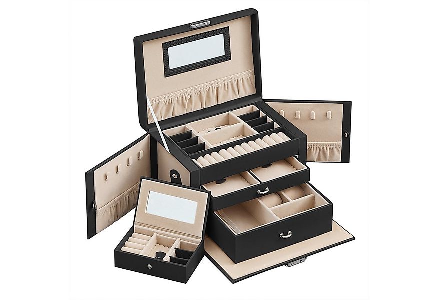 SONGMICS Schmuckkasten, Schmuckkästchen mit 2 Schubladen, abschließbarer, h günstig online kaufen