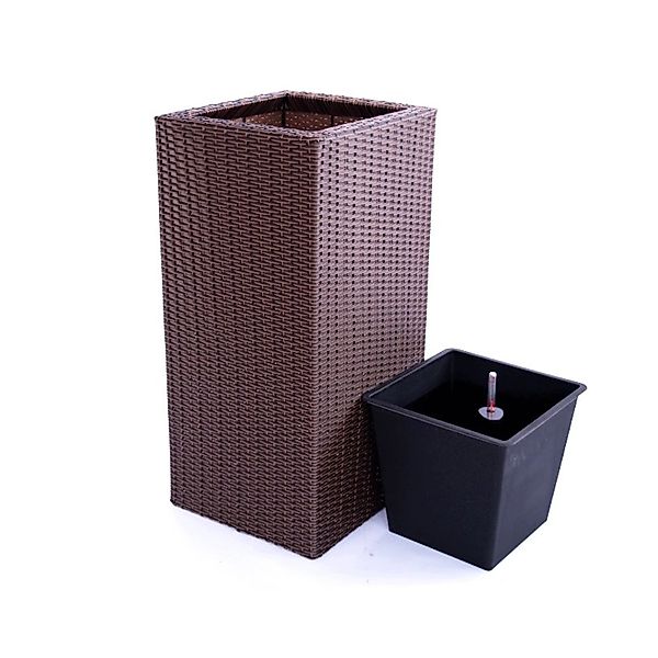 Elegant Einrichten Pflanzkübel Polyrattan Säule 40x40x84cm Braun günstig online kaufen
