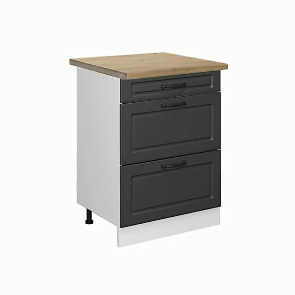 Vicco Unterschrank R-Line, Anthrazit Landhaus/Weiß, 60 cm mit Schubladen, A günstig online kaufen