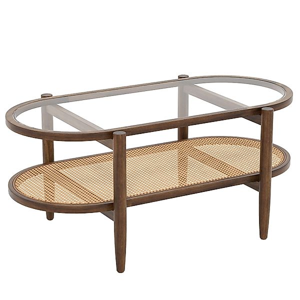 COSTWAY Couchtisch, mit Stauraum, aus Glas, günstig online kaufen