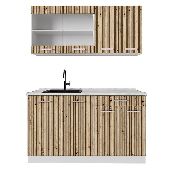 Vicco R-Line Singleküche Artisan Eiche/Weiß 140 cm ohne Arbeitsplatte günstig online kaufen