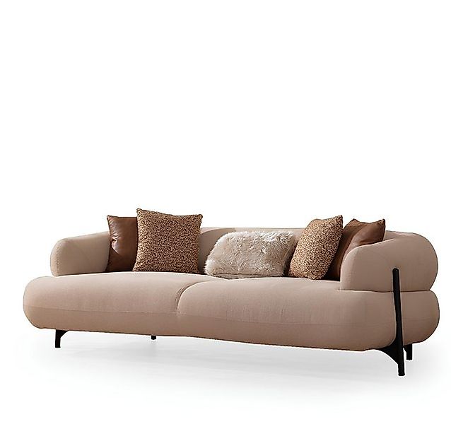 JVmoebel 3-Sitzer Luxuriöses Weißes Polstersofa Designer Textilcouch Wohnzi günstig online kaufen