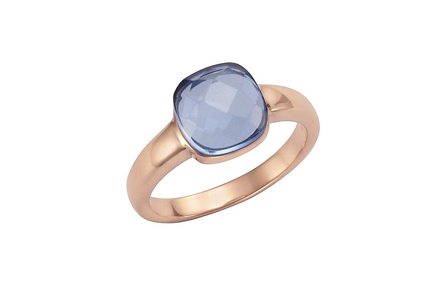 Jamelli Fingerring Silber 925 rosé-vergoldet mit hellblauem Quarz-Stein (be günstig online kaufen