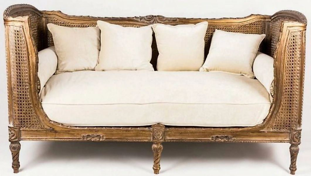 Casa Padrino Sofa Luxus Barock Sofa mit Kissen Braun / Elfenbeinfarben 187 günstig online kaufen
