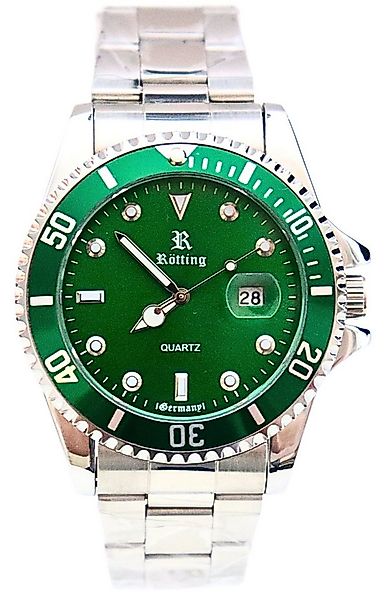 Rötting Design Quarzuhr Herrenuhr Armbanduhr Edelstahl grünes Ziffernblatt günstig online kaufen