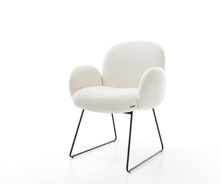 Esszimmerstuhl Nube-Flex mit Armlehnen Bouclé Soft Beige Kufengestell Schwa günstig online kaufen