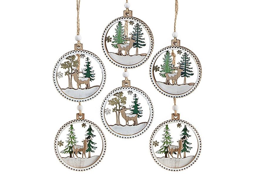 Logbuch-Verlag Dekofigur 6 Holzanhänger Winterlandschaft weiß Natur Winter günstig online kaufen